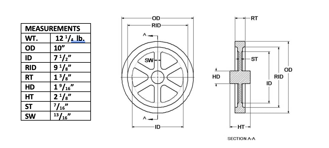 10" Flywheel 6-Spoke Straight (Ford)