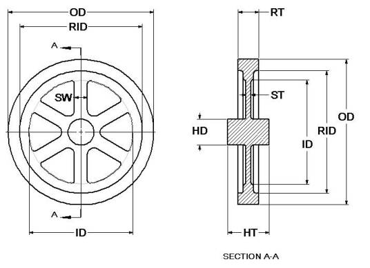 15" Flywheel 6-Spoke Straight (Special Order Item)