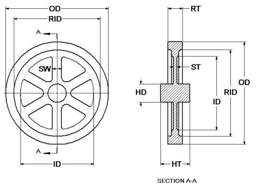 4½" Flywheel 6-Spoke Curved