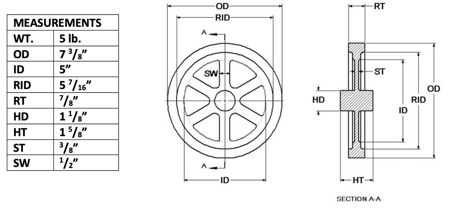 7" Flywheel 6-Spoke Straight (Special)